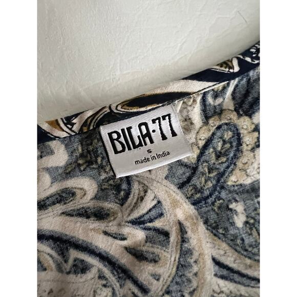 Bila 77 paisley maxi dress‎ tie waist flare sleeve size Small Boho Feminine - Picture 2 of 7